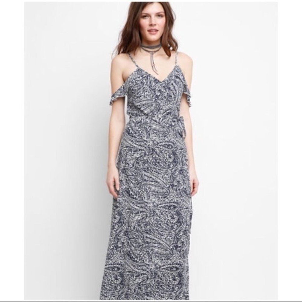 RUFFLE cold shoulder wrap maxi dress NWT
